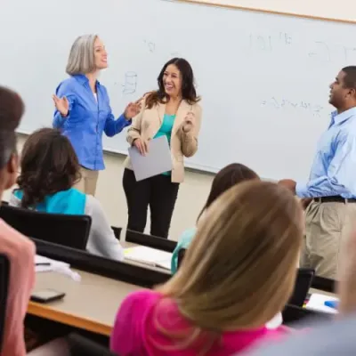 Woman guest speaking at HR event.