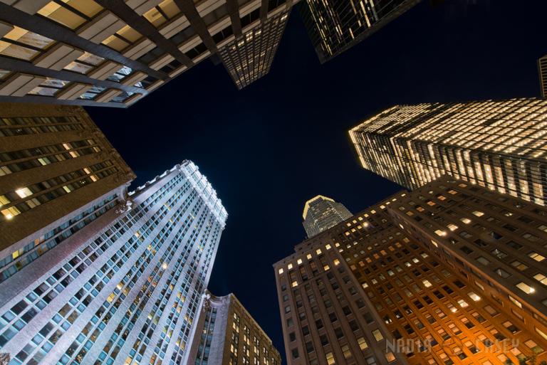 Buildings with lights